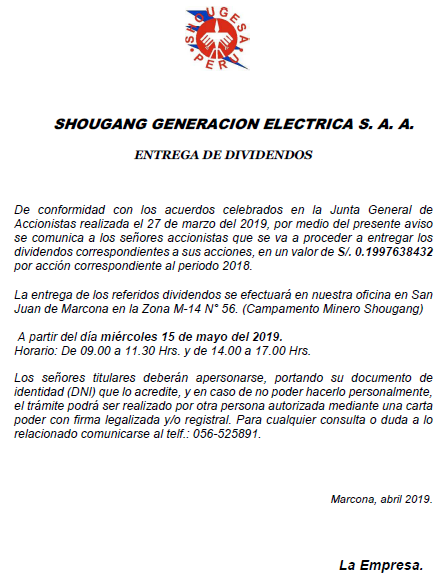 Aviso Dividendos Aviso Dividendos